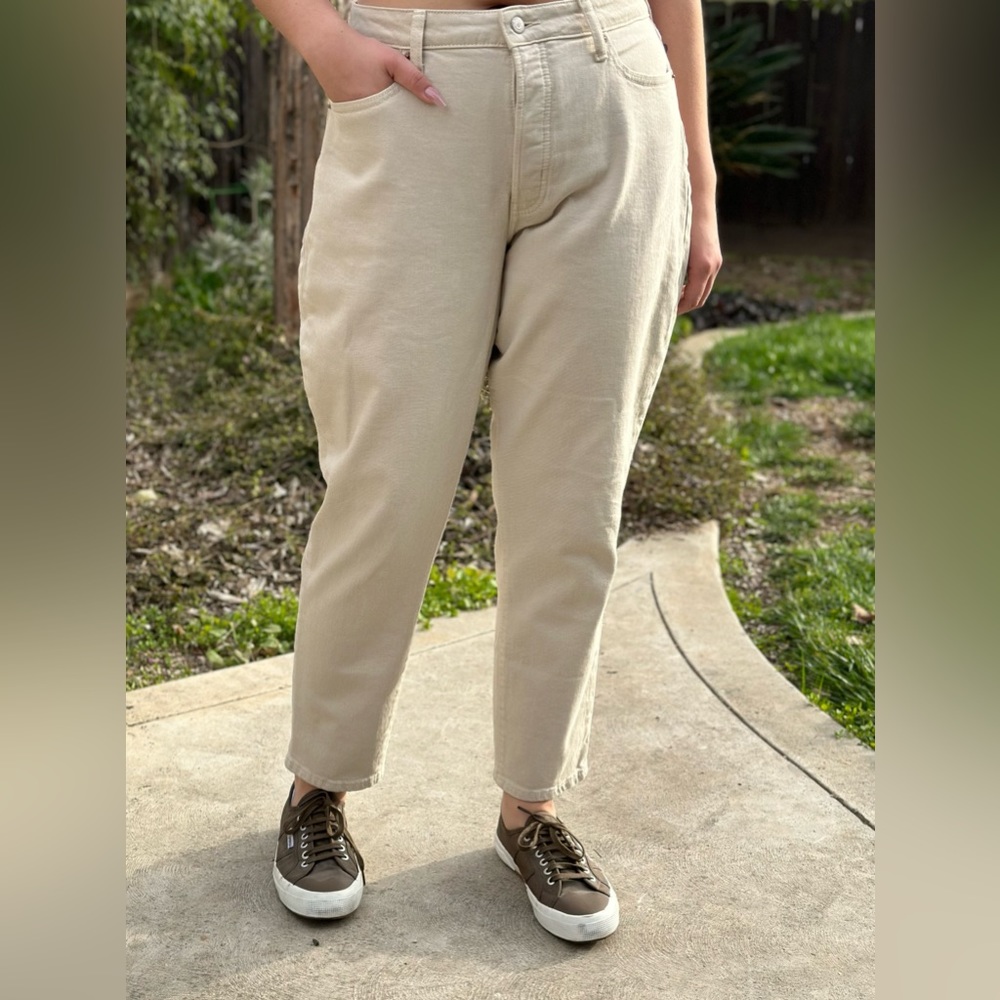 OLD NAVY 14 Curvy High Waisted Button Fly O.G. Straight Denim Jeans Ecru